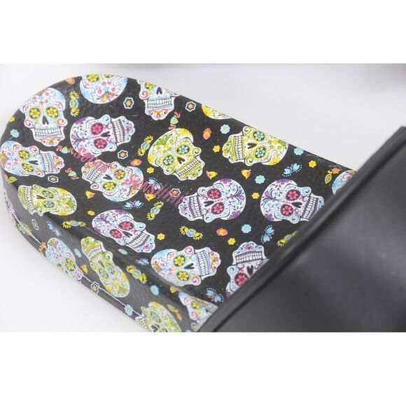 Sugar Skull Dia De Los Muertos Women's Slide Sandal Summer Beach Shoes Goth - Picture 4 of 6